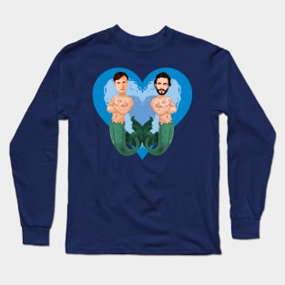 Hannigram Hannibal and Will Mermen with Blue Water Heart Version 1 Long Sleeve T-Shirt